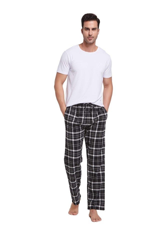 CYZ Men's 100% Cotton Super Soft Flannel Plaid Pajama Pants-BlackWhiteTartan-2XL - Image 4